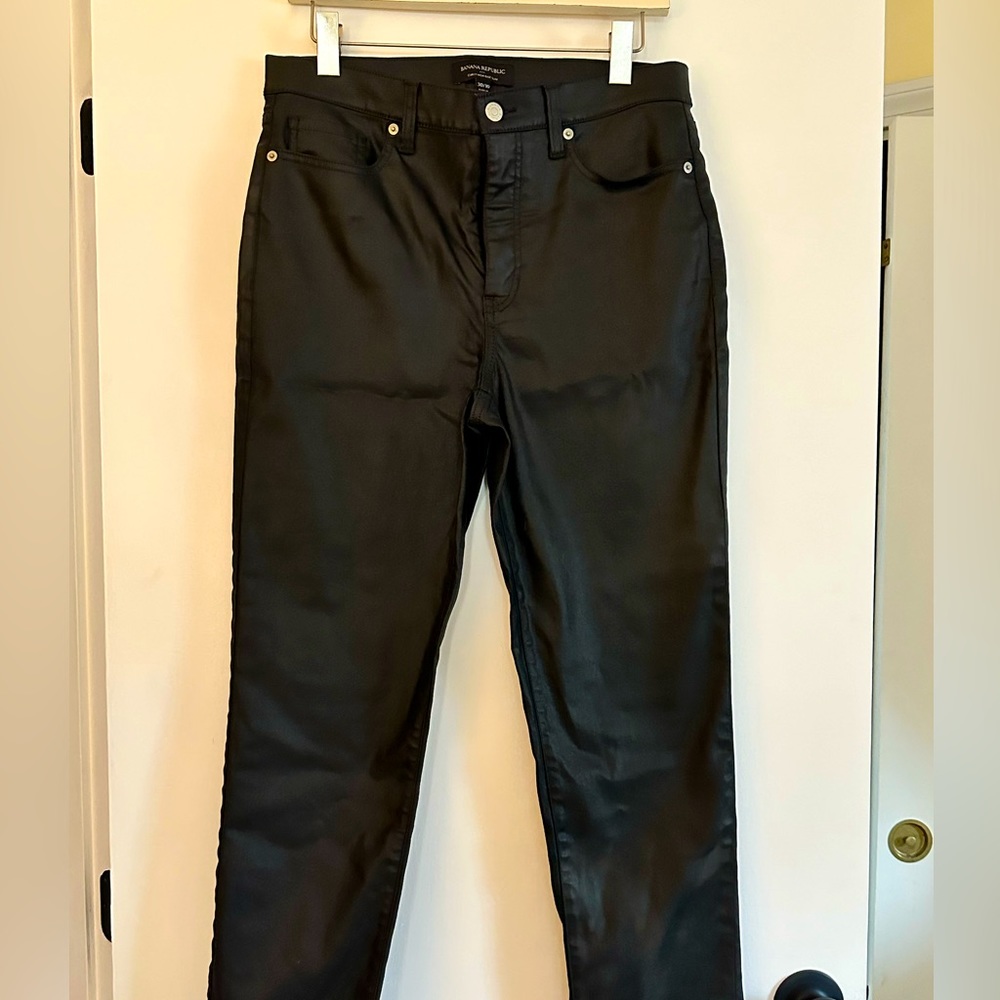 Size 10 / 30. Black waxed jeans. Look of leather